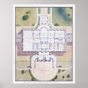 The White House Washington D.C. Architectural Plan Poster