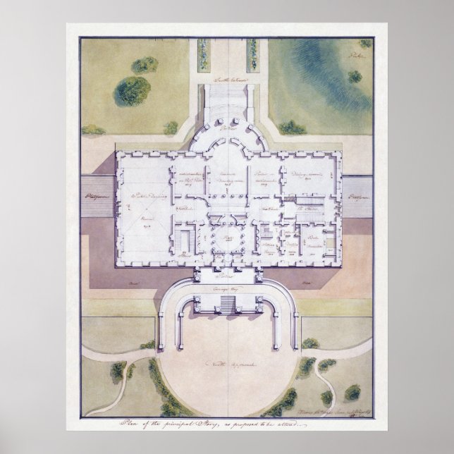 The White House Washington D.C. Architectural Plan Poster (Vorne)