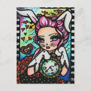 The White Rabbit Alice Fairy Fantasy Art Girl Postkarte