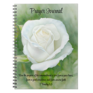 The White Rose Blume Faith Bible Verse Gebet Journ Notizblock
