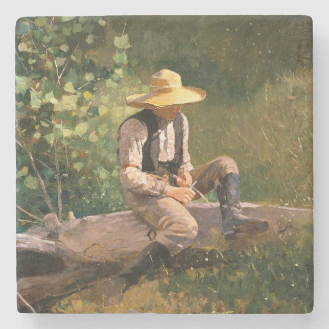 The Whittling Boy (von Winslow Homer) Steinuntersetzer (Vorderseite)