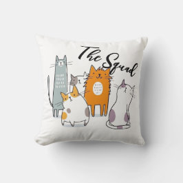 The Whole Crew Funny Cat Squad  Kissen