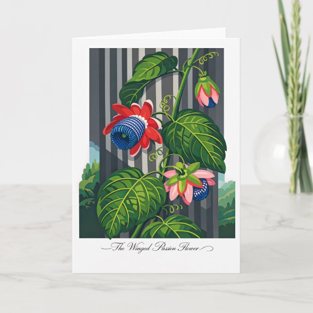 The Winged Passion Flower — Modern Botanical Reint Karte (Vorderseite)