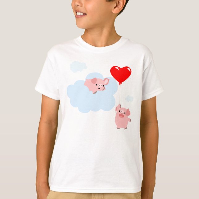 The Wings of Liebe (Cartoon Schweine) Children T - T-Shirt (Vorderseite)