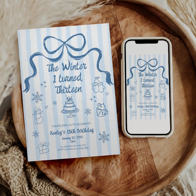 The Winter I turned 13 Birthday Invitation Einladung (Von Creator hochgeladen)