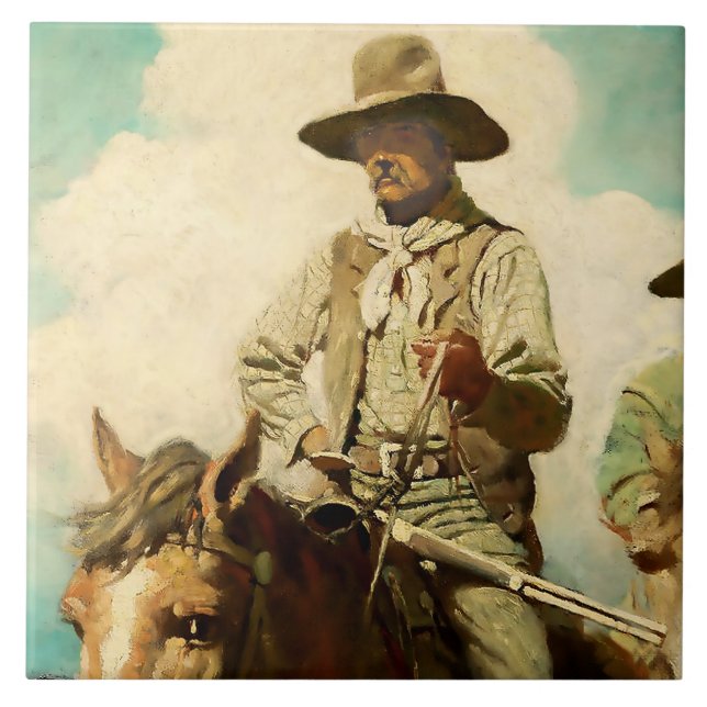 The Wiry Marshall Western Art von NC Wyeth Fliese (Vorderseite)