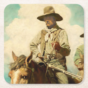 The Wiry Marshall Western Art von NC Wyeth Rechteckiger Pappuntersetzer