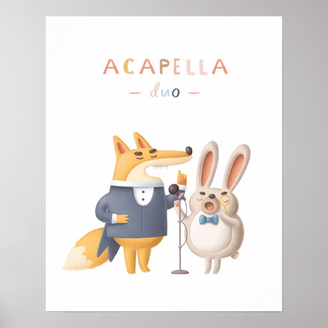 The Woodland Animal Acapella Duo Kinderzimmer Post Poster (Vorne)