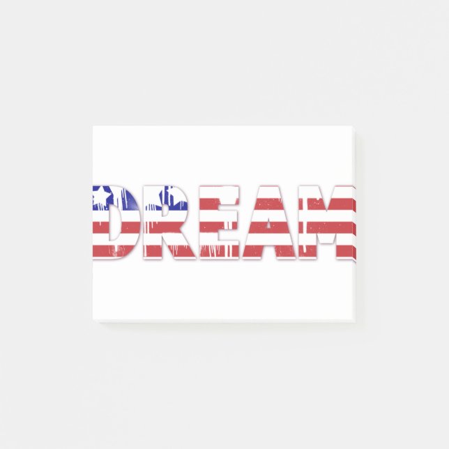The word "Dream"  with American flag Post-it Klebezettel (Vorderseite)