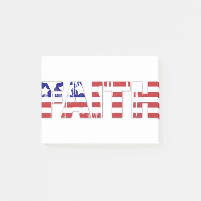 The word " Faith"  with American flag Post-it Klebezettel (Vorderseite)