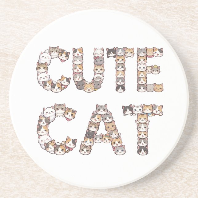 The words "CUTE CAT" are made using cat faces Getränkeuntersetzer (Vorne)