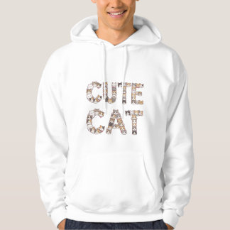The words "CUTE CAT" are made using cat faces Hoodie