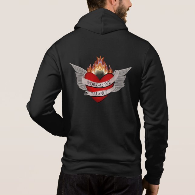 The WORK LOVE BALANCE back Script & Wing design Hoodie (Rückseite)