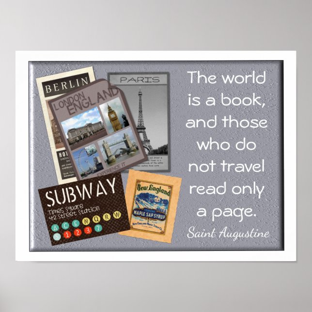 The World a Book - Saint Augustine - Zitat - Druck Poster (Vorne)