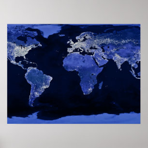 The World at Night - Map, Space Poster