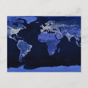 The World at Night - Map, Space Postkarte