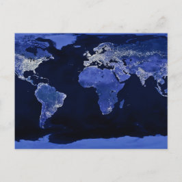 The World at Night - Map, Space Postkarte