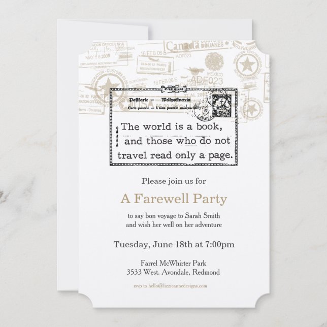 "The World is a Book" Einladung (Vorderseite)