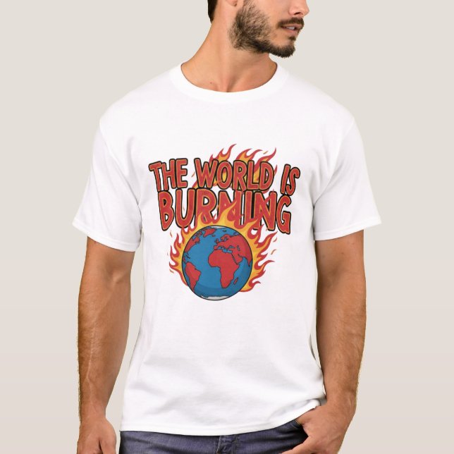 THE WORLD IS BURNING - Global Crisis Grunge Tee (Vorderseite)