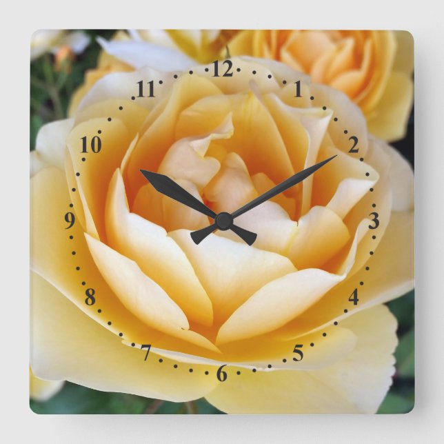 The Yellow Rose Quadratische Wanduhr (Vorderseite)