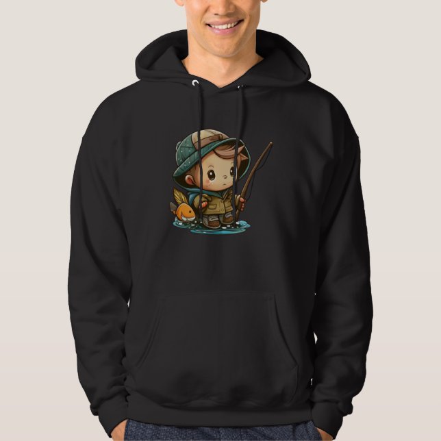 The Young Angler Cute Little Boy with Fishing Pole Hoodie (Vorderseite)