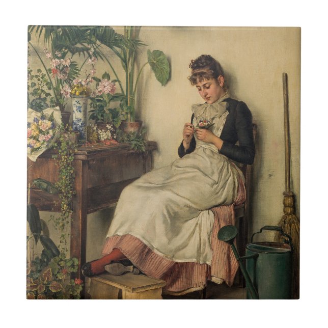 The Young Florist (von Carl Zewy) Fliese (Vorderseite)