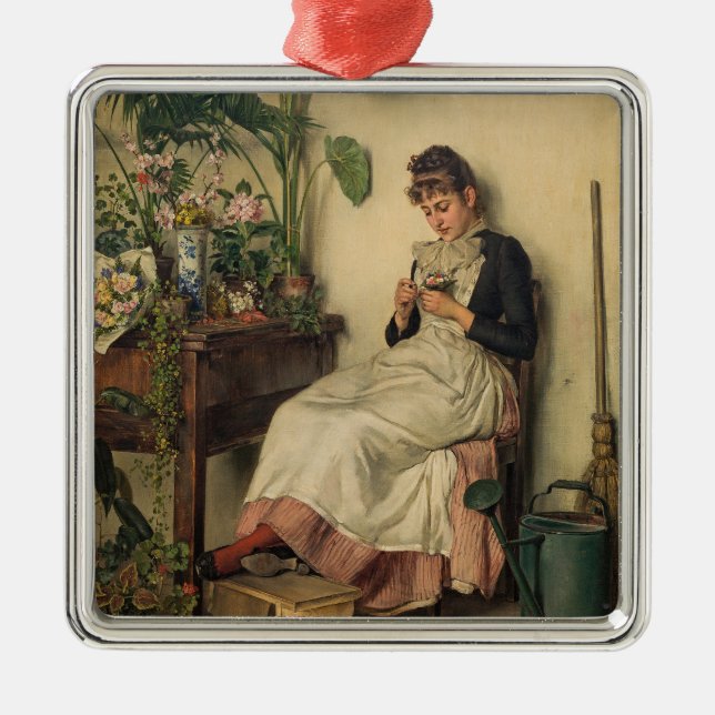 The Young Florist (von Carl Zewy) Ornament Aus Metall (Vorne)
