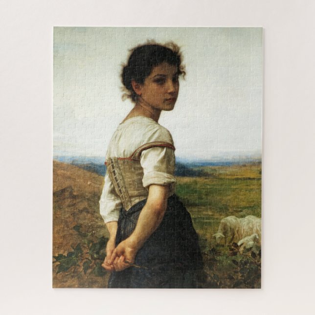 The Young Shepherdeß by William-AdolpheBouguereau Puzzle (Vertikal)