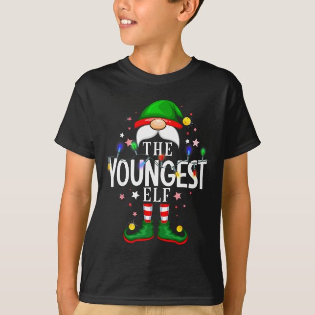 The Youngest Elf Christmas Family Pajama Party  T-Shirt (Vorderseite)