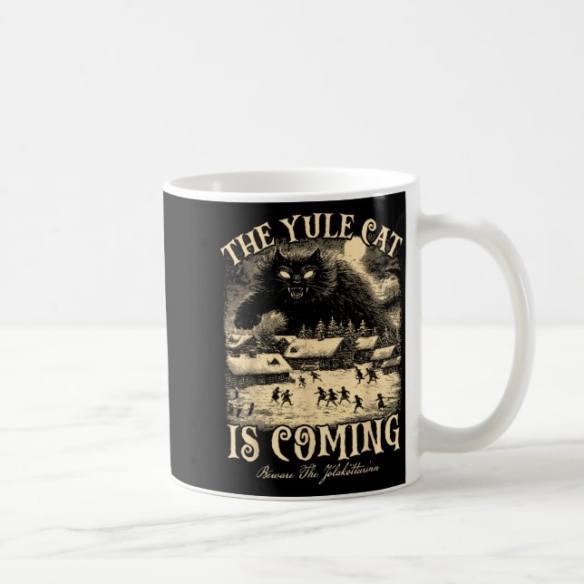 The Yule Cat Is Coming Gothic Christmas Winter Sol Kaffeetasse (Rechts)