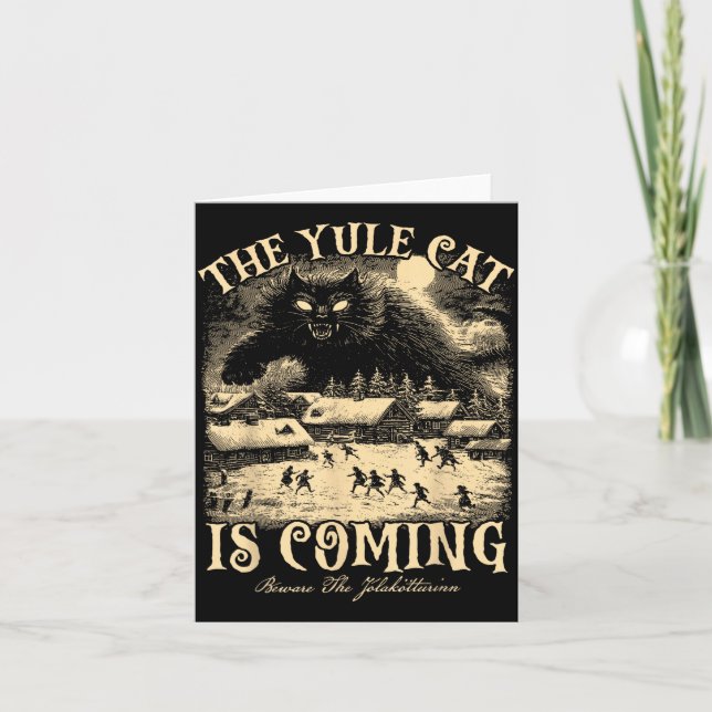 The Yule Cat Is Coming Gothic Christmas Winter Sol Karte (Vorderseite)