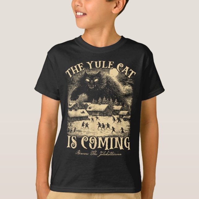 The Yule Cat Is Coming Gothic Christmas Winter Sol T-Shirt (Vorderseite)