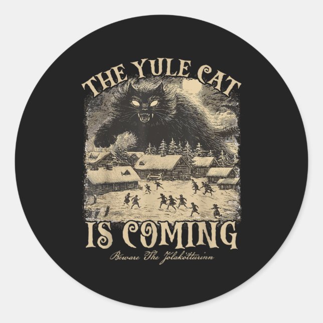 The Yule Cat Is Coming Icelandic Christmas Cat Mom Runder Aufkleber (Vorderseite)
