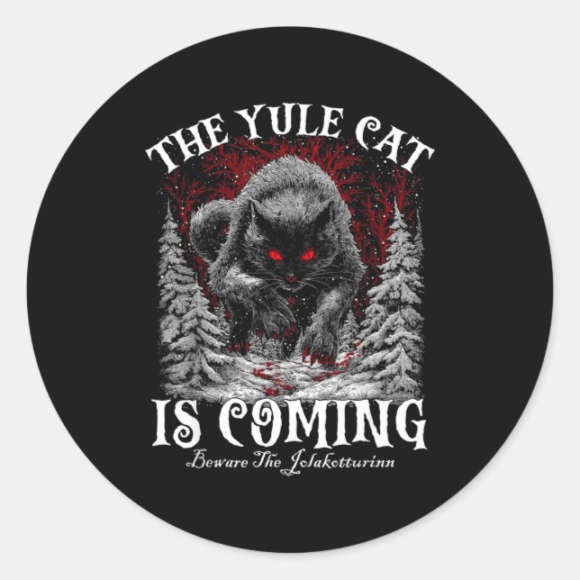 The Yule Cat Is Coming  Runder Aufkleber (Vorderseite)