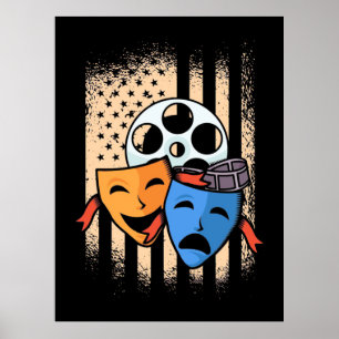 Theater Actor America Flag Poster