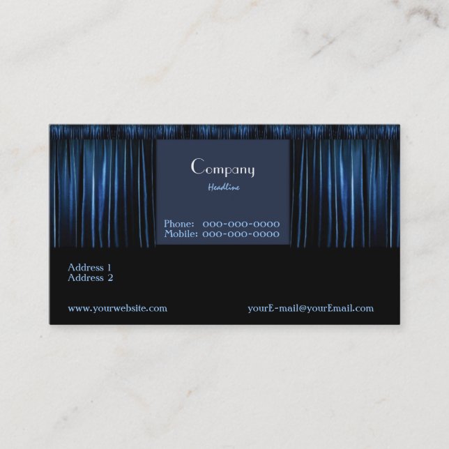 Theater Blue Business Card Visitenkarte (Vorderseite)