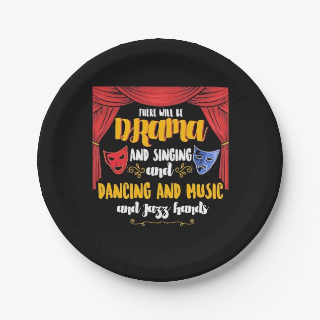 Theater Es wird Drama Pappteller (Vorderseite)