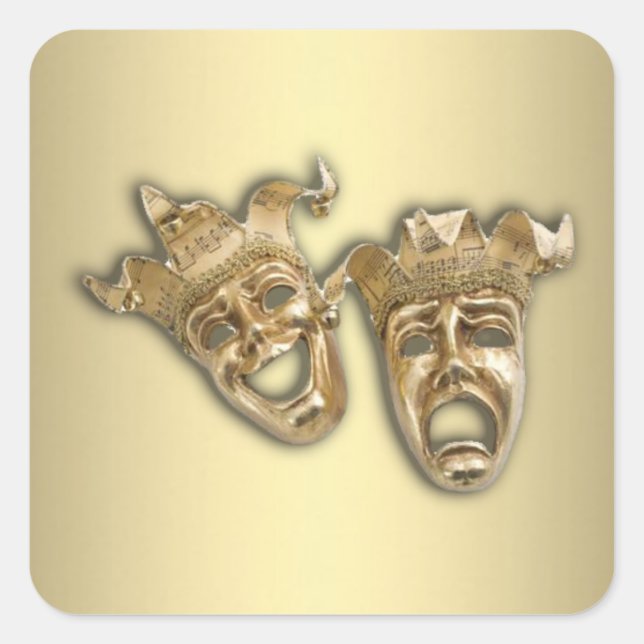 Theater Gold Quadratischer Aufkleber (Vorderseite)