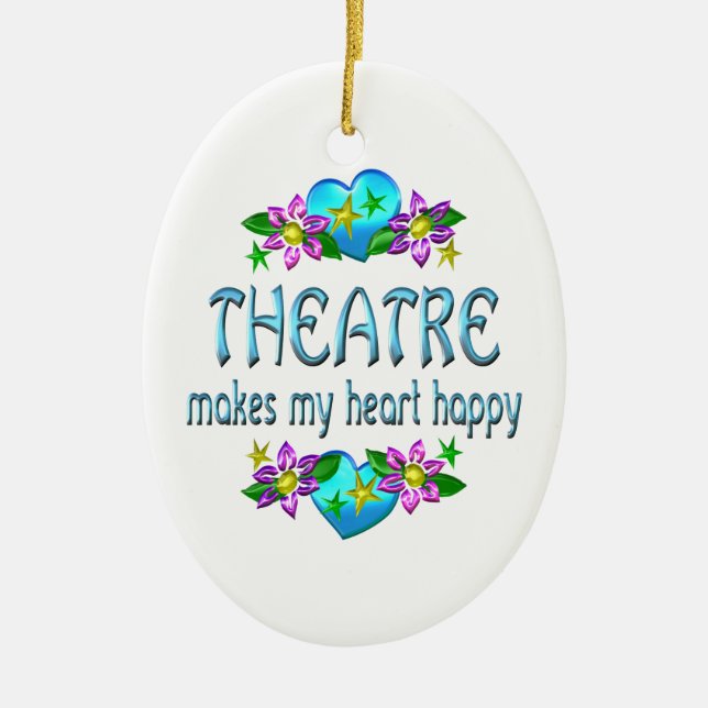 Theater-Herz glücklich Keramikornament (Vorne)