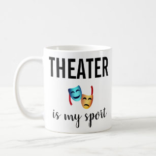 "Theater ist mein Sport" Drama maskiert Emoji Thep Kaffeetasse