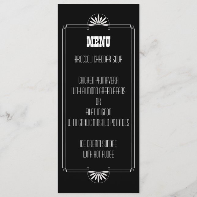 Theater-Karten-Hochzeits-Menü-Einladung Menükarte (Vorderseite)