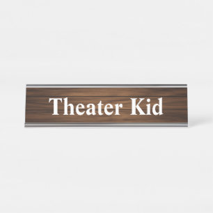 Theater Kid Retro Holzkörnchen Paneling Funny Zita Schreibtischnamensplakette