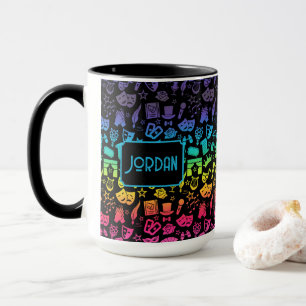 Theater Lover Rainbow Icons auf Black Tasse