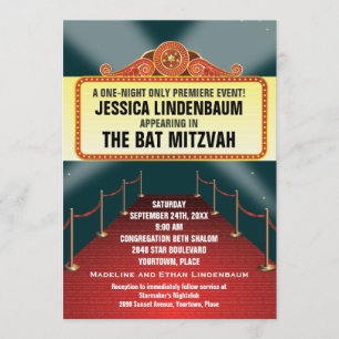 Theater Marquee Bar Bat Mitzvah Einladung