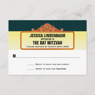Theater Marquee Bar Bat Mitzvah Reply UAWG RSVP Karte