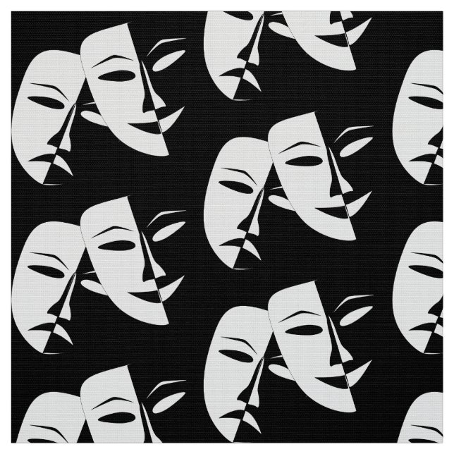 Theater Mask Comedy Tragedy Black Whitw Stoff (Muster)