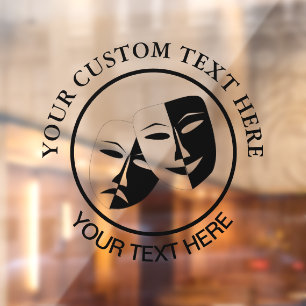 Theater Mask Comedy Tragedy Schwarz-weiß Fensteraufkleber