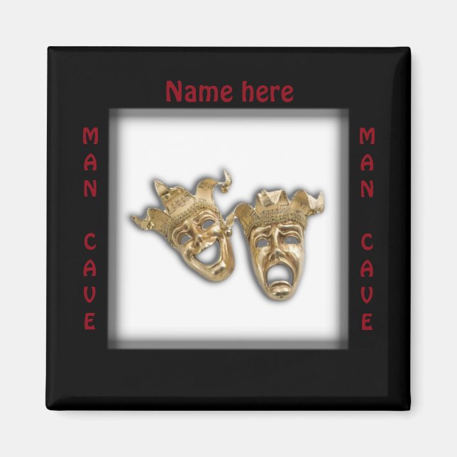 Theater Masken Man Cave Name Magnet (Vorne)