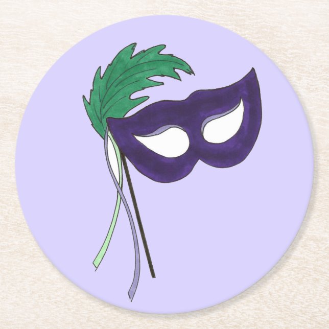 Theater Masquerade Mardi Gras Runder Pappuntersetzer (Vorderseite)