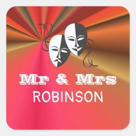 Theater Playbill Show Ticket Thema Hochzeit Quadratischer Aufkleber